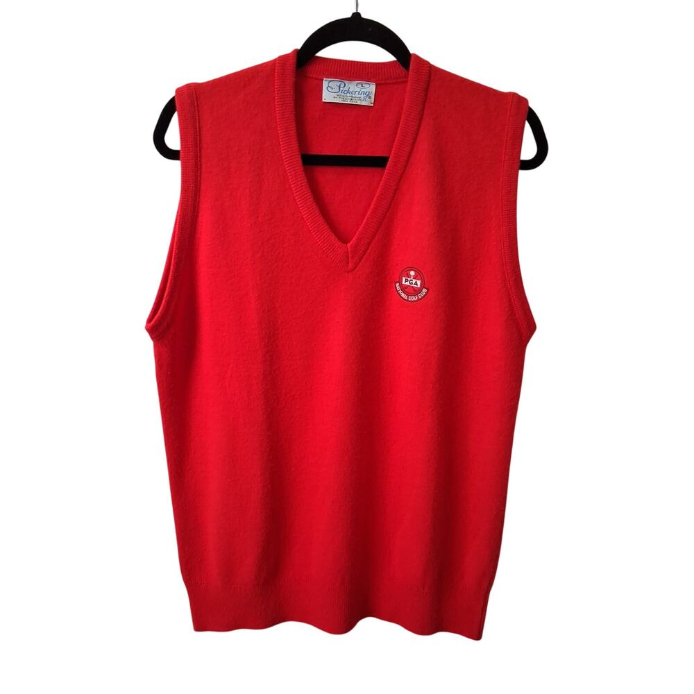 Pickering Sweater Vest Vintage Red V-Neck Sleeveless PGA National Golf Club-L